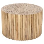 ΤΡΑΠΕΖΙ ΣΑΛΟΝΙΟΥ ΣΤΡΟΓΓΥΛΟ COOTER HM9863 ΚΛΑΔΙΑ TEAK-ΦΥΣΙΚΟ Φ80x50Υεκ. - Image 3