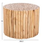 ΤΡΑΠΕΖΙ ΣΑΛΟΝΙΟΥ ΣΤΡΟΓΓΥΛΟ COOTER HM9864 ΚΛΑΔΙΑ TEAK-ΦΥΣΙΚΟ Φ60,5x46Υεκ. - Image 2