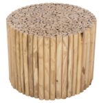 ΤΡΑΠΕΖΙ ΣΑΛΟΝΙΟΥ ΣΤΡΟΓΓΥΛΟ COOTER HM9864 ΚΛΑΔΙΑ TEAK-ΦΥΣΙΚΟ Φ60,5x46Υεκ. - Image 3