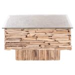 ΤΡΑΠΕΖΙ ΣΑΛΟΝΙΟΥ ΤΕΤΡΑΓΩΝΟ SPARROW HM9960 DRIFTWOOD--ΓΥΑΛΙ 95x95x51,5Υεκ. - Image 3
