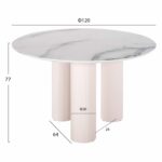 ΤΡΑΠΕΖΙ ΣΤΡΟΓΓΥΛΟ DORIK HM9768.01 MDF ΛΕΥΚΟ ΜΑΡΜΑΡΟ-MDF ΠΟΔΙΑ Φ120x77Υεκ. - Image 2