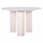 ΤΡΑΠΕΖΙ ΣΤΡΟΓΓΥΛΟ DORIK HM9768.01 MDF ΛΕΥΚΟ ΜΑΡΜΑΡΟ-MDF ΠΟΔΙΑ Φ120x77Υεκ. - Image 3