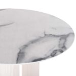 ΤΡΑΠΕΖΙ ΣΤΡΟΓΓΥΛΟ DORIK HM9768.01 MDF ΛΕΥΚΟ ΜΑΡΜΑΡΟ-MDF ΠΟΔΙΑ Φ120x77Υεκ. - Image 4