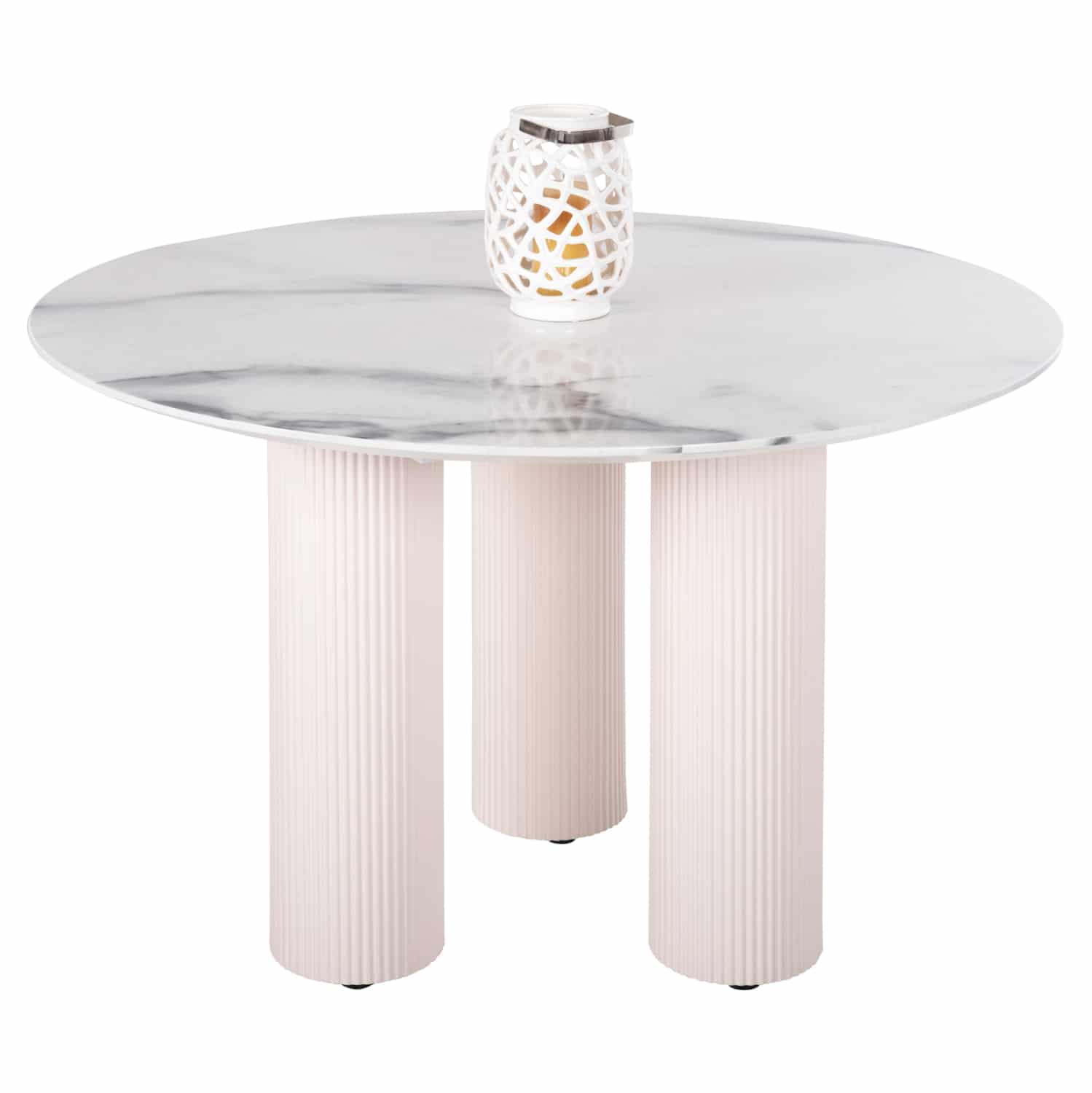 trapezi-stroggylo-fb9976801-mdf-leyko-ma ΤΡΑΠΕΖΙ ΣΤΡΟΓΓΥΛΟ DORIK HM9768.01 MDF ΛΕΥΚΟ ΜΑΡΜΑΡΟ-MDF ΠΟΔΙΑ Φ120x77Υεκ. - Image 1