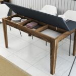 ΤΡΑΠΕΖΙ ΤΡΑΠΕΖΑΡΙΑΣ STANDARD HM9507.01 ΜΕΛΑΜΙΝΗ ΚΑΡΥΔΙ-ΑΝΘΡΑΚΙ ΜΕ ΑΠΟΘ.ΧΩΡΟ 145x88x75Yεκ. - Image 6
