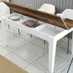 ΤΡΑΠΕΖΙ ΤΡΑΠΕΖΑΡΙΑΣ STANDARD HM9507.07 ΜΕΛΑΜΙΝΗ ΛΕΥΚΗ-ΚΑΡΥΔΙ ΜΕ ΑΠΟΘ.ΧΩΡΟ 145x88x75Yεκ. - Image 5