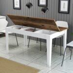 ΤΡΑΠΕΖΙ ΤΡΑΠΕΖΑΡΙΑΣ STANDARD HM9507.07 ΜΕΛΑΜΙΝΗ ΛΕΥΚΗ-ΚΑΡΥΔΙ ΜΕ ΑΠΟΘ.ΧΩΡΟ 145x88x75Yεκ. - Image 6