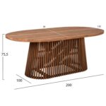 ΤΡΑΠΕΖΙ ΤΡΑΠΕΖΑΡΙΑΣ REMIK HM9835 RECYCLED ΤΕΑΚ ΣΕ ΦΥΣΙΚΟ 100x200x75,5Yεκ. TOP 4εκ. - Image 2