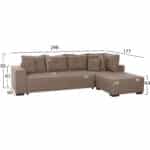 ΓΩΝΙΑΚΟΣ ΚΑΝΑΠΕΣ-ΚΡΕΒΑΤΙ ΜΕ ΑΠΟΘ.ΧΩΡΟ TRENDSTON HM3302.03R ΜΠΕΖ ΥΦΑΣΜΑ 298x177x95Υεκ - Image 2