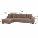 ΓΩΝΙΑΚΟΣ ΚΑΝΑΠΕΣ-ΚΡΕΒΑΤΙ ΜΕ ΑΠΟΘ.ΧΩΡΟ TRENDSTON HM3302.03L ΜΠΕΖ ΥΦΑΣΜΑ 298x177x95Υεκ - Image 2