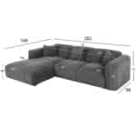 ΚΑΝΑΠΕΣ ΓΩΝΙΑ (ΑΡΙΣΤΕΡΗ) BRICKEN HM3275.04L ΑΝΘΡΑΚΙ ΥΦΑΣΜΑ 110-282x98-160x72Υεκ. - Image 2