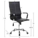 ΚΑΡΕΚΛΑ ΓΡΑΦΕΙΟΥ HM1059.31 ΜΑΥΡΟ PU BOSS ΔΙΕΥΘΥΝΤΟΥ ΠΟΔΙ ΧΡΩΜΙΟΥ 54x57x110Υεκ. - Image 2