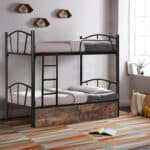 ΚΟΥΚΕΤΑ FLOOR HM21122 ΜΕΤΑΛΛΙΚΗ ΜΑΥΡΗ ΜΕ 2 ΕΠΙΔΑΠΕΔΙΑ ΣΥΡΤΑΡΙΑ ΚΑΦΕ 200x91,5x177,5Yεκ. - Image 2