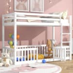 ΚΟΥΚΕΤΑ ΠΑΙΔΙΚΗ ΜΕ ΠΑΡΚΑΚΙ PLAYKID HM21312.01 ΞΥΛΟ ΠΕΥΚΟΥ ΛΕΥΚΟ--ME ΣΤΡΩΜΑ 90x190εκ - Image 2