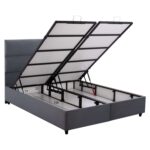 ΚΡΕΒΑΤΙ ΜΕ ΣΤΡΩΜΑ ΔΙΠΛΟ MILO HM21163 ΓΚΡΙ ΒΕΛΟΥΔΟ & ΑΠΟΘ.ΧΩΡΟΣ-ΓΙΑ 160x200εκ. - Image 4