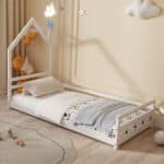 ΚΡΕΒΑΤΙ ΠΑΙΔΙΚΟ ΜΕ ΣΤΡΩΜΑ HOUSER HM21301 ΞΥΛΟ ΠΕΥΚΟΥ ΣΕ ΛΕΥΚΟ--ΣΤΡΩΜΑ 90x190εκ - Image 2
