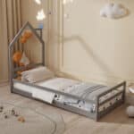 ΚΡΕΒΑΤΙ ΠΑΙΔΙΚΟ ΜΕ ΣΤΡΩΜΑ HOUSER HM21301.01 ΞΥΛΟ ΠΕΥΚΟΥ ΣΕ ΓΚΡΙ--ΣΤΡΩΜΑ 90x190εκ - Image 2