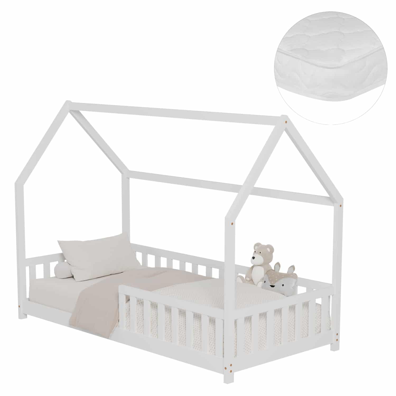 krebati-paidiko-me-stroma-fb92130401-xyl ΚΡΕΒΑΤΙ ΠΑΙΔΙΚΟ ΜΕ ΣΤΡΩΜΑ PHYLLIS HM21304.01 ΞΥΛΟ ΠΕΥΚΟΥ ΣΕ ΛΕΥΚΟ--ΣΤΡΩΜΑ 90x190εκ - Image 1
