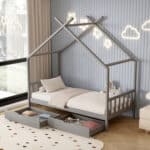 ΚΡΕΒΑΤΙ ΠΑΙΔΙΚΟ ΜΕ ΣΤΡΩΜΑ KLARICE HM21305.02 ΞΥΛΟ ΠΕΥΚΟΥ ΣΕ ΓΚΡΙ--ΣΤΡΩΜΑ 90x190εκ - Image 2