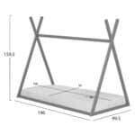 ΚΡΕΒΑΤΙ ΠΑΙΔΙΚΟ ΜΕ ΣΤΡΩΜΑ MUNK HM21306.02 ΞΥΛΟ ΠΕΥΚΟΥ ΣΕ ΓΚΡΙ--ΣΤΡΩΜΑ 90x190εκ - Image 3