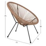 ΠΟΛΥΘΡΟΝΑ ACAPULCO Τ. ΦΩΛΙΑ ΜΕΤΑΛΛΟ ΜΑΥΡΟ ΜΕ TWISTED WICKER HM5871.01 70x73x79 εκ. - Image 2