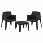 ΣΕΤ 3ΤΜΧ ΠΟΛΥΠΡΟΠΥΛΕΝΙΟΥ SLEEK HM21267.02 ΤΡΑΠΕΖΑΚΙ & 2 ΠΟΛΥΘΡΟΝΕΣ-ΜΑΥΡΟ