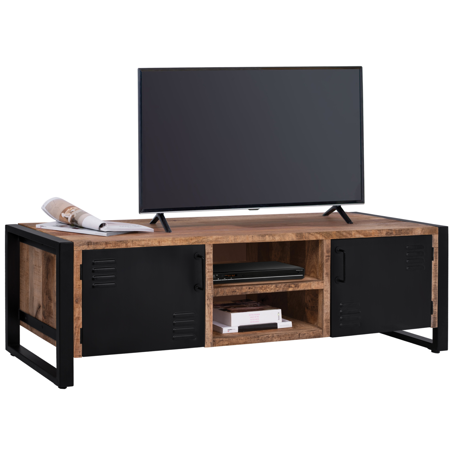 epiplo-tv-fb9818911-metallo-masif-xylo-m ΕΠΙΠΛΟ TV TURNER HM8189.11 ΜΕΤΑΛΛΟ & ΜΑΣΙΦ ΞΥΛΟ MANGO ΦΥΣΙΚΟ 160x45x51Υ εκ. - Image 1