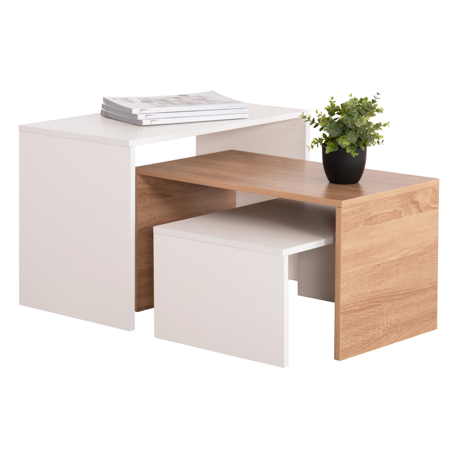 trapezi-salonioy-set-3tmch-fb9944411-mel ΤΡΑΠΕΖΙ ΣΑΛΟΝΙΟΥ ΣΕΤ 3ΤΜΧ BENTIL HM9444.11 ΜΕΛΑΜΙΝΗ SONAMA-ΛΕΥΚΟ 65x35x45Υεκ - Image 1