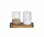 Andrea House - Σετ Αλάτι-Πιπέρι Glass Stripes Acacia