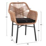 ΠΟΛΥΘΡΟΝΑ TOPIN HM6048.02 ΑΛΟΥΜΙΝΙΟ ΜΑΥΡΟ-P.E. RATTAN ΜΠΕΖ-ΜΑΞΙΛΑΡΙ ΜΑΥΡΟ 57x65x84Υ εκ - Image 2