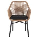 ΠΟΛΥΘΡΟΝΑ TOPIN HM6048.02 ΑΛΟΥΜΙΝΙΟ ΜΑΥΡΟ-P.E. RATTAN ΜΠΕΖ-ΜΑΞΙΛΑΡΙ ΜΑΥΡΟ 57x65x84Υ εκ - Image 3