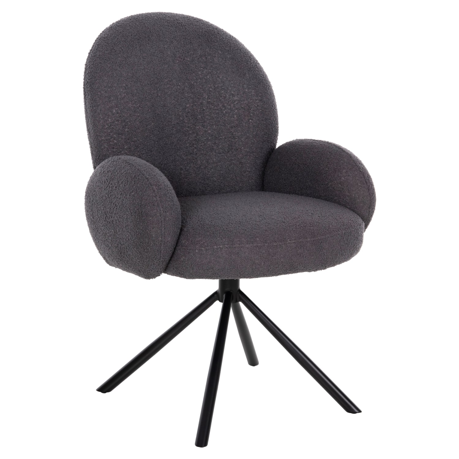 polythrona-peristref-winon-fb9977801-gkr ΠΟΛΥΘΡΟΝΑ ΠΕΡΙΣΤΡΕΦ. WINON HM9778.01 ΓΚΡΙ TEDDY ΥΦΑΣΜΑ-ΜΑΥΡΟ ΜΕΤΑΛΛΟ 65x67x92Υ εκ. - Image 1