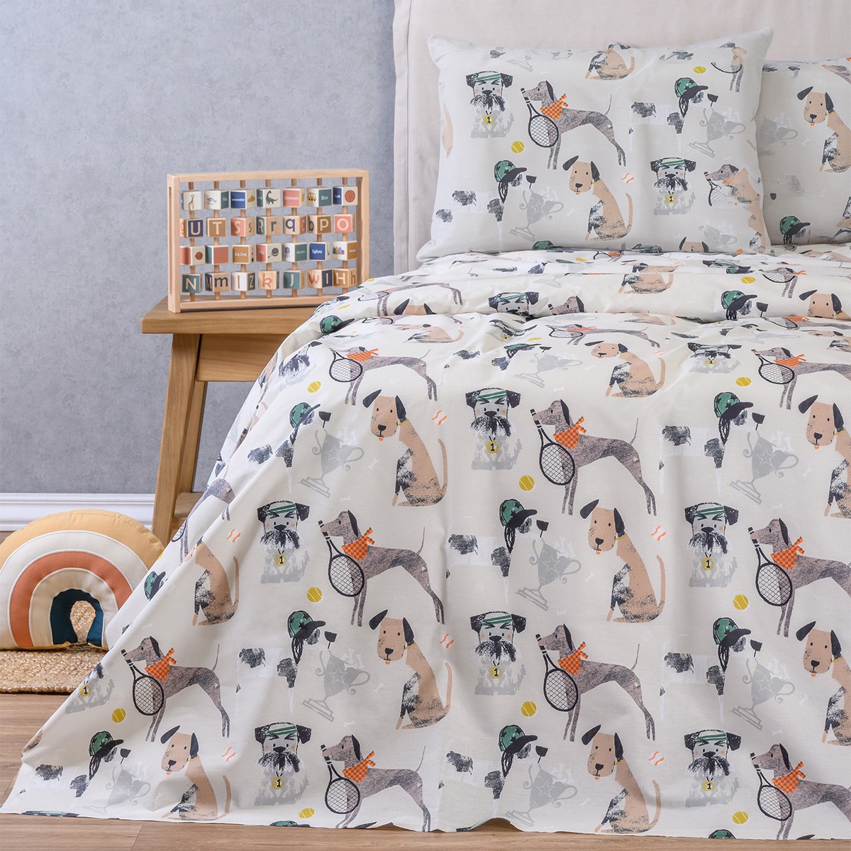21903 Σετ Παπλωματοθήκη 100% Βαμβάκι Μονή 165x245 Doggy Melinen - Image 1