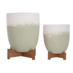 ΓΛΑΣΤΡΕΣ ΣΕΤ 2ΤΜΧ SEON HM4686.09 TERRACOTTA ΣΕ ΛΕΥΚΟ & ΠΡΑΣΙΝΟ--TEAK ΒΑΣΗ - Image 4
