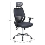 ΚΑΡΕΚΛΑ ΓΡΑΦΕΙΟΥ BRIEF HM1206.02 ΓΚΡΙ MESH--ΒΑΣΗ ΧΡΩΜΙΟΥ 63x64x122Υεκ. - Image 2