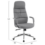 ΚΑΡΕΚΛΑ ΓΡΑΦΕΙΟΥ TEETER HM18355.10 ΓΚΡΙ PU ΔΕΡΜΑ--ΒΑΣΗ ΧΡΩΜΙΟΥ 67x66x121Υεκ - Image 2