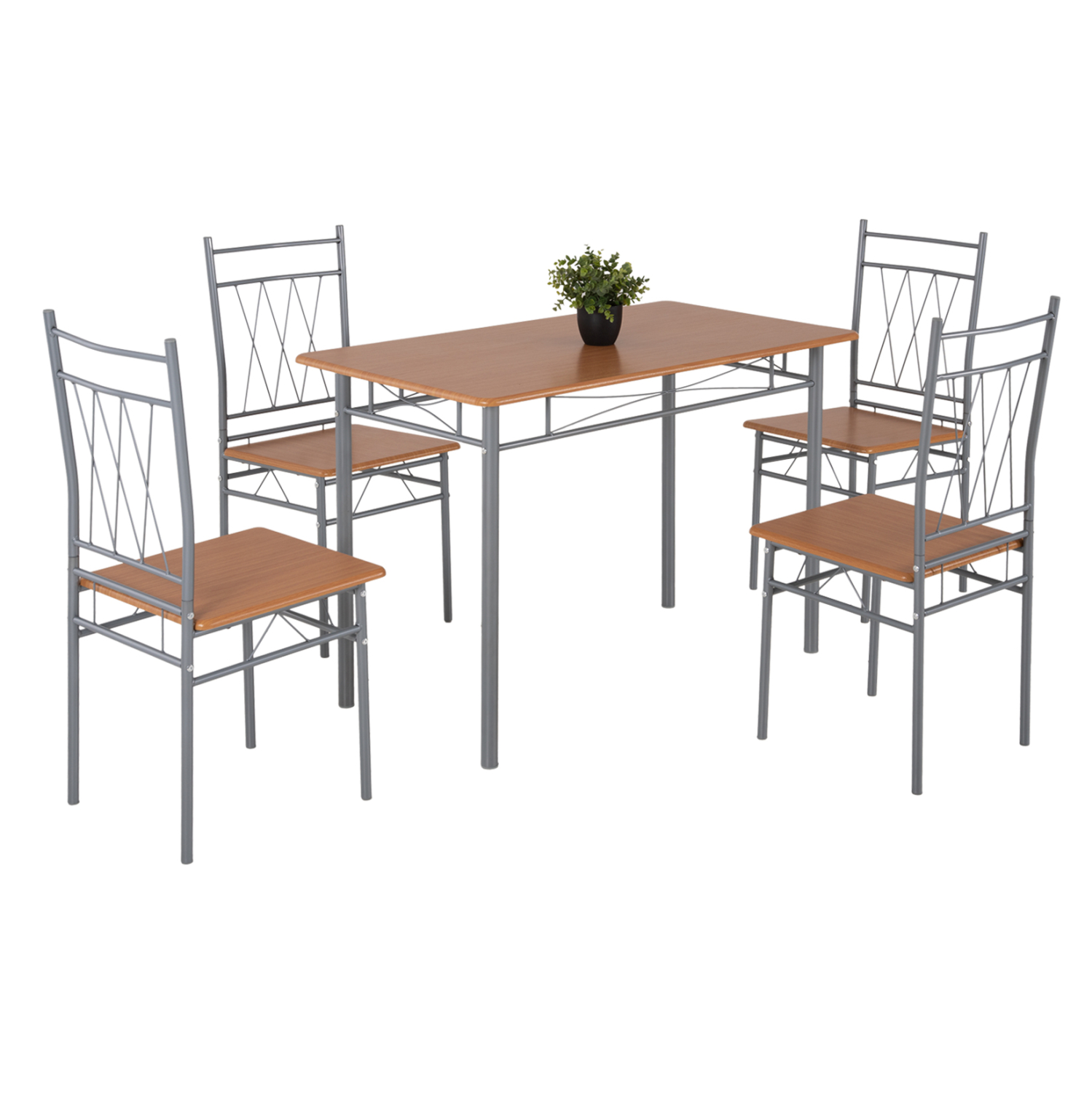 set-trapezarias-5tmch-fb91800502-metallo ΣΕΤ ΤΡΑΠΕΖΑΡΙΑΣ 5ΤΜΧ PRAIORY HM18005.02 ΜΕΤΑΛΛΟ ΑΣΗΜΙ-MDF ΣΟΝΑΜΑ 110x60x74Yεκ. - Image 1