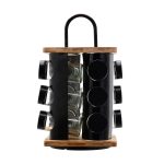ESTIA ΒΑΣΗ ΜΠΑΧΑΡΙΚΩΝ BAMBOO ESSENTIALS ΜΕ 12 ΓΥΑΛΙΝΑ ΔΟΧΕΙΑ ΠΕΡΙΣΤΡΕΦΟΜΕΝΗ ΜΑΥΡΗ - Image 2