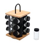 ESTIA ΒΑΣΗ ΜΠΑΧΑΡΙΚΩΝ BAMBOO ESSENTIALS ΜΕ 12 ΓΥΑΛΙΝΑ ΔΟΧΕΙΑ ΠΕΡΙΣΤΡΕΦΟΜΕΝΗ ΜΑΥΡΗ - Image 3