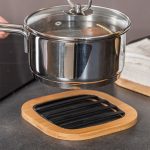 ESTIA ΒΑΣΗ ΜΑΓΕΙΡΙΚΟΥ ΣΚΕΥΟΥΣ BAMBOO ESSENTIALS MEΤΑΛΛΙΚΗ 17x17x1cm ΜΑΥΡΟ - Image 3