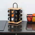 ESTIA ΒΑΣΗ ΜΠΑΧΑΡΙΚΩΝ BAMBOO ESSENTIALS ΜΕ 12 ΓΥΑΛΙΝΑ ΔΟΧΕΙΑ ΠΕΡΙΣΤΡΕΦΟΜΕΝΗ ΜΑΥΡΗ - Image 4