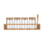 ESTIA ΔΟΧΕΙΑ ΜΠΑΧΑΡΙΚΩΝ ΓΥΑΛΙΝΑ ΣΕΤ 5 ΤΕΜ 27x6.5x12.5cm ΜΕ ΒΑΣΗ BAMBOO ΚΑΙ ΚΟΥΤΑΛΙ - Image 2