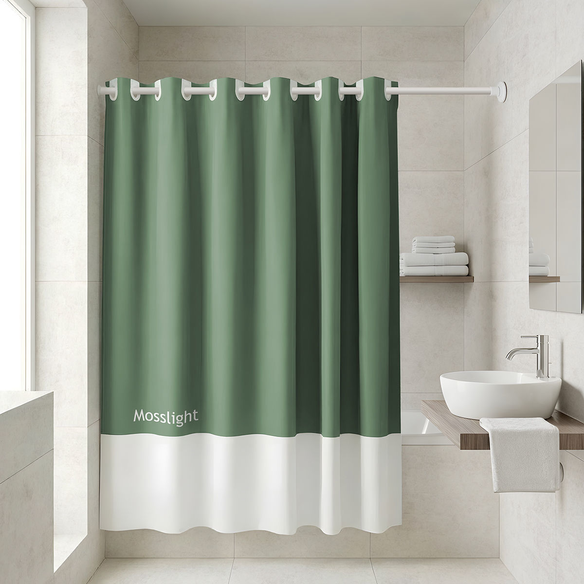 0016781_-tone-lab-180x194cm-mosslight ESTIA ΚΟΥΡΤΙΝΑ ΜΠΑΝΙΟΥ ΑΔΙΑΒΡΟΧΗ ΠΟΛΥΕΣΤΕΡΙΚΗ TONE LAB 180x194cm MOSSLIGHT - Image 1