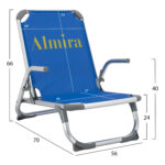 ΚΑΡΕΚΛΑΚΙ ΠΑΡΑΛΙΑΣ ΨΗΛΗ ΠΛΑΤΗ ALMIRA HM5053.01 ΒΑΡΕΩΣ ΤΥΠΟΥ ΜΠΛΕ ΑΛΟΥΜΙΝΙΟΥ 56x70x66 cm. - Image 2