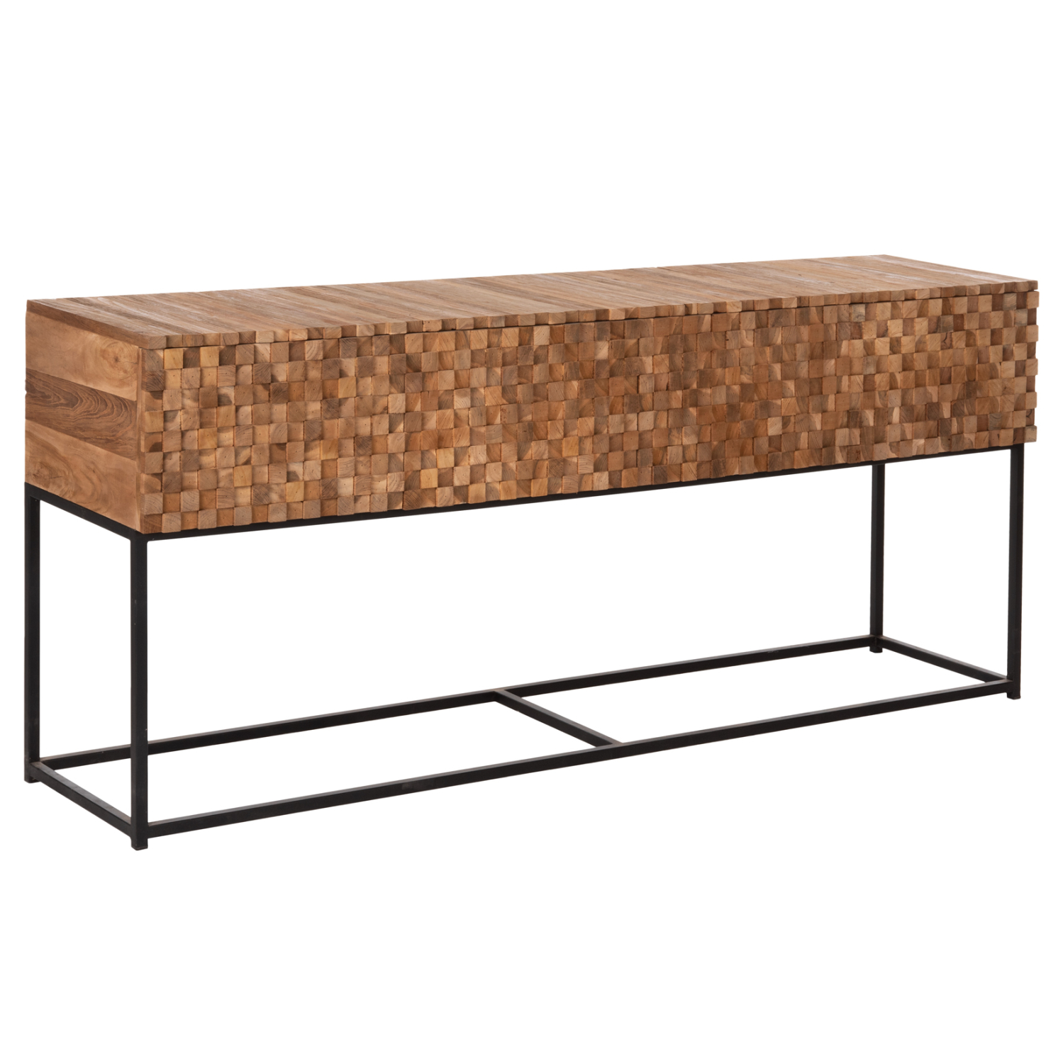 konsola-me-syrtaria-fb99801-xylo-teak-fy ΚΟΝΣΟΛΑ ΜΕ ΣΥΡΤΑΡΙΑ JORDI HM9801 ΞΥΛΟ TEAK ΦΥΣΙΚΟ-ΜΑΥΡΗ ΜΕΤΑΛΛΙΚΗ ΒΑΣΗ 180x43x79Υεκ. - Image 1