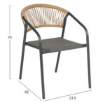 ΠΟΛΥΘΡΟΝΑ HOMAN HM6430.01 ΓΚΡΙ ΜΕΤΑΛΛΟ & TEXTILENE--ΜΠΕΖ P.E.RATTAN 53,5x62x75Υεκ - Image 2
