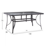 ΣΕΤ ΤΡΑΠΕΖΑΡΙΑ 7ΤΜΧ ΤΡΑΠΕΖΙ BRUNO 150X90 ΜΕ ΠΟΛΥΘΡΟΝΕΣ TEXTILINE ΓΚΡΙ HM11471 - Image 2