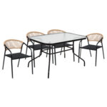 ΣΕΤ ΤΡΑΠΕΖΑΡΙΑΣ 5ΤΜΧ ADAM HM10727.03 ΚΑΡΕΚΛΕΣ ΜΕΤΑΛΛΙΚΕΣ & ΤΡΑΠΕΖΙ 120x70εκ ΜΑΥΡΟ