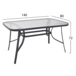 ΣΕΤ ΤΡΑΠΕΖΑΡΙΑΣ 5ΤΜΧ BRUNO HM10729.01 ΚΑΡΕΚΛΕΣ ΜΕΤΑΛΛΙΚΕΣ & ΤΡΑΠΕΖΙ 140x80εκ ΓΚΡΙ - Image 2