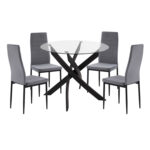 ΣΕΤ ΤΡΑΠΕΖΑΡΙΑΣ 5ΤΜΧ LADY HM21199.01 ΓΥΑΛΙ--ΜΕΤΑΛΛΟ ΣΕ ΜΑΥΡΟ & ΒΕΛΟΥΔΟ ΓΚΡΙ